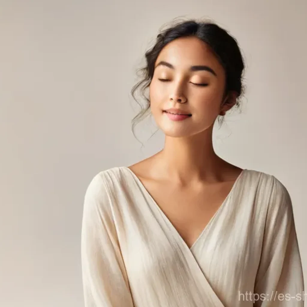 무속 굿 효과 - **Prompt:** A serene and radiant woman, appearing to be in her late 20s to early 30s, stands gently,...