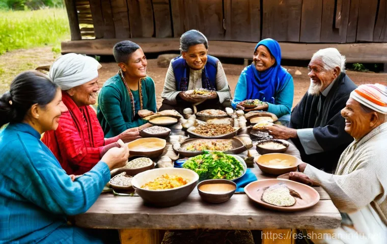 무속 의식에서 사용되는 음식 - **Andean 'Mesa' Offering Ceremony:** An experienced Andean shaman, dressed in a layered, richly text... 무속 의식에서 사용되는 음식 - **Andean 'Mesa' Offering Ceremony:** An experienced Andean shaman, dressed in a layered, richly text...