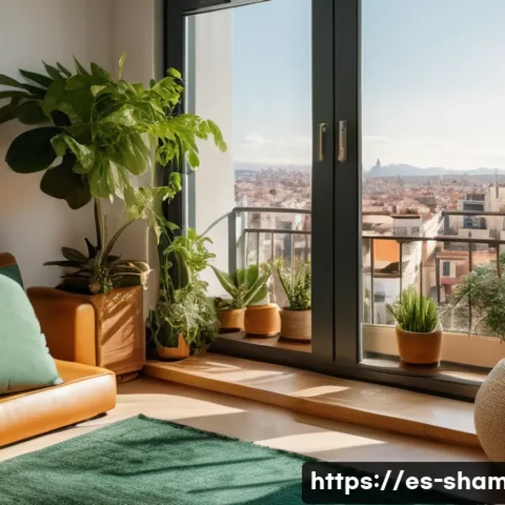 무속과 도시 생활의 조화 - A serene urban apartment corner transformed into a personal sacred space for spiritual practice, fea...