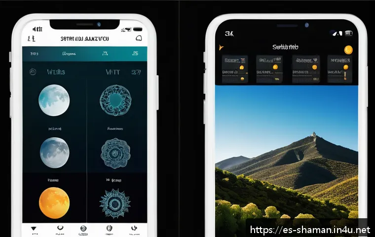 무속 신당 예약 방법 - A serene digital interface displayed on a modern smartphone screen, showing a sleek, user-friendly a...