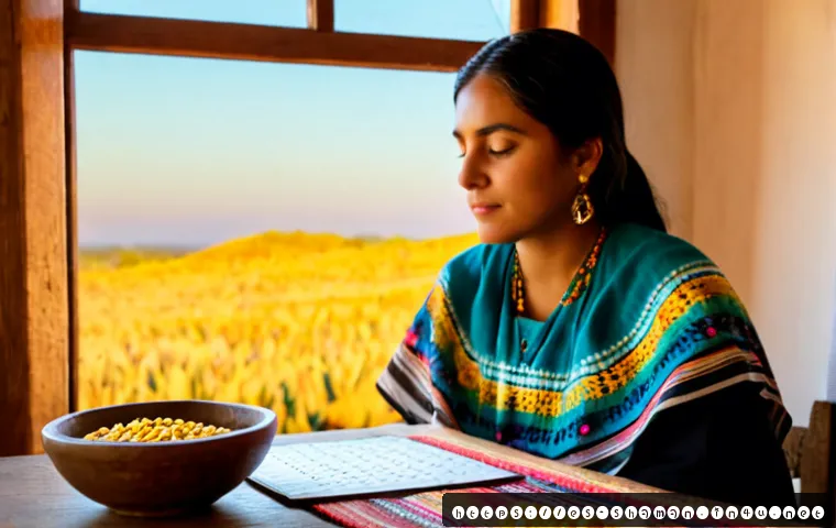 무속에서 길일 찾는 법 - Photorealistic Mexican curandera in modest traditional clothing thoughtfully selecting an auspicious...